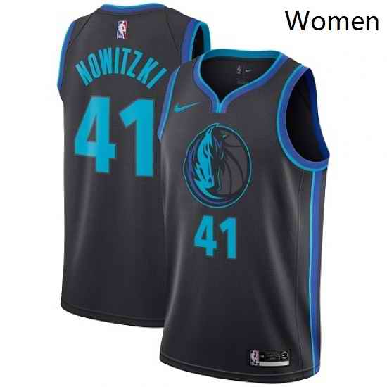 Womens Nike Dallas Mavericks 41 Dirk Nowitzki Swingman Charcoal NBA Jersey City Edition